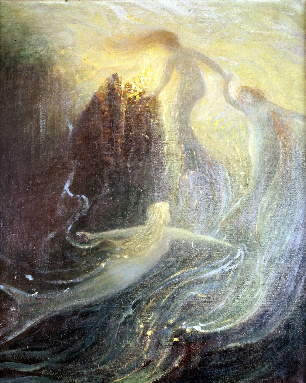 Richard Wagner „Les filles du Rhine” című operájának díszlete, 1869-ben: Herman Hendrich festménye. Wagner Múzeum, Bayreuth. alkotó: Hermann Hendrich