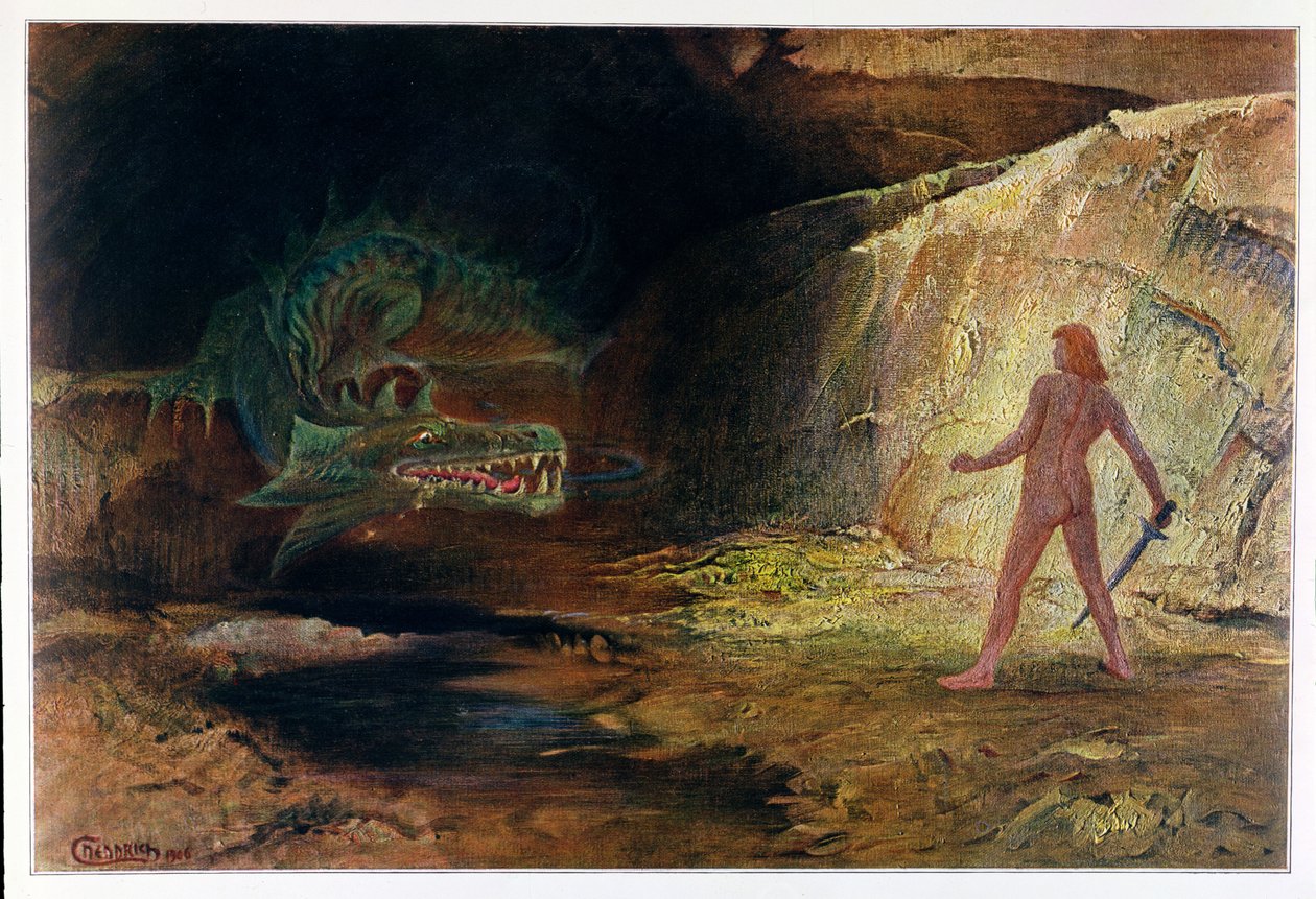 Siegfried és Fafner, 1906 alkotó: Hermann Hendrich
