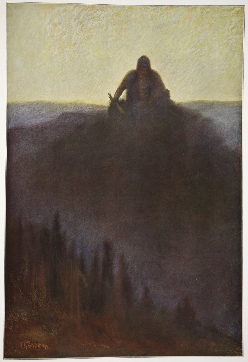 Wotan Valhallában várja a végét törött lándzsájával, 1906-ban alkotó: Hermann Hendrich
