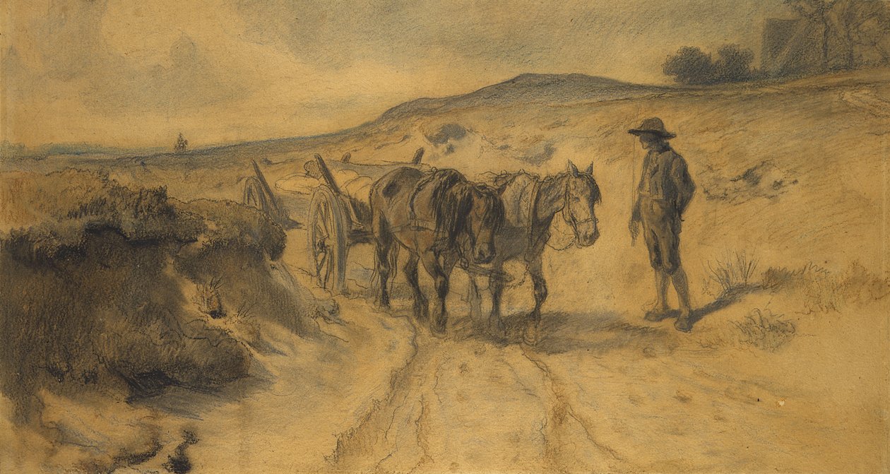 A Moorlandon, 1855 körül (kréta és ceruza kartonon) alkotó: Hermann Kauffmann