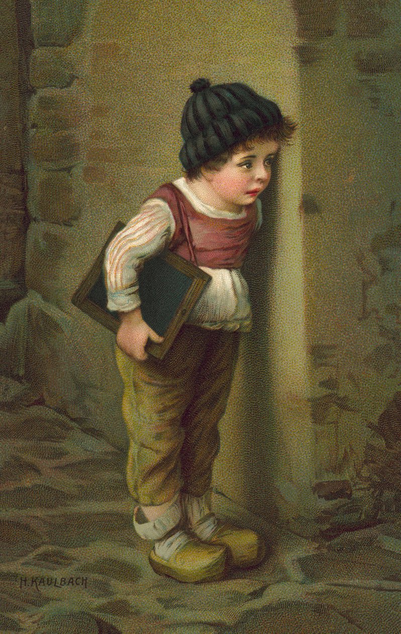 Fiú német viseletben (kromolito) alkotó: Hermann Kaulbach