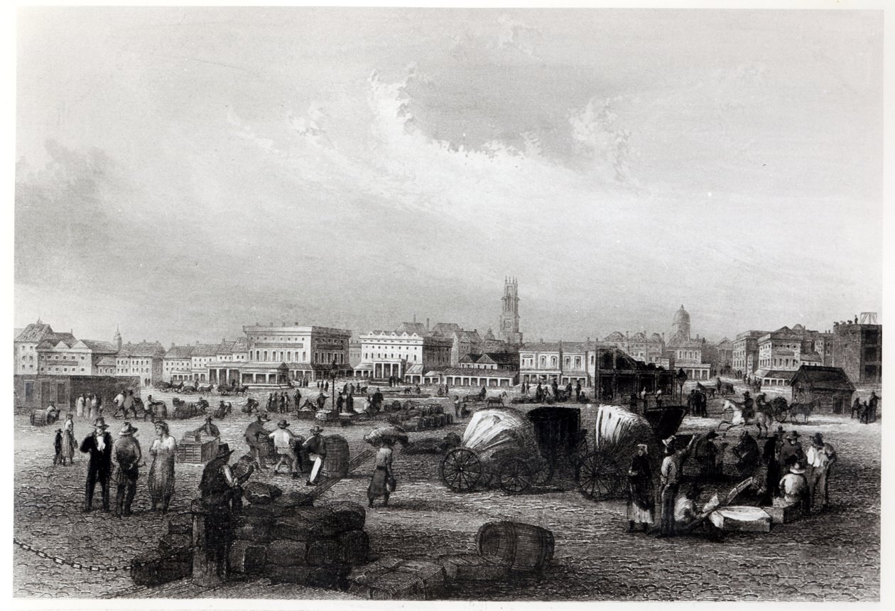 Am Kai Levee, New Orleans, 1840 körül (bW fotó) alkotó: Hermann Meyer