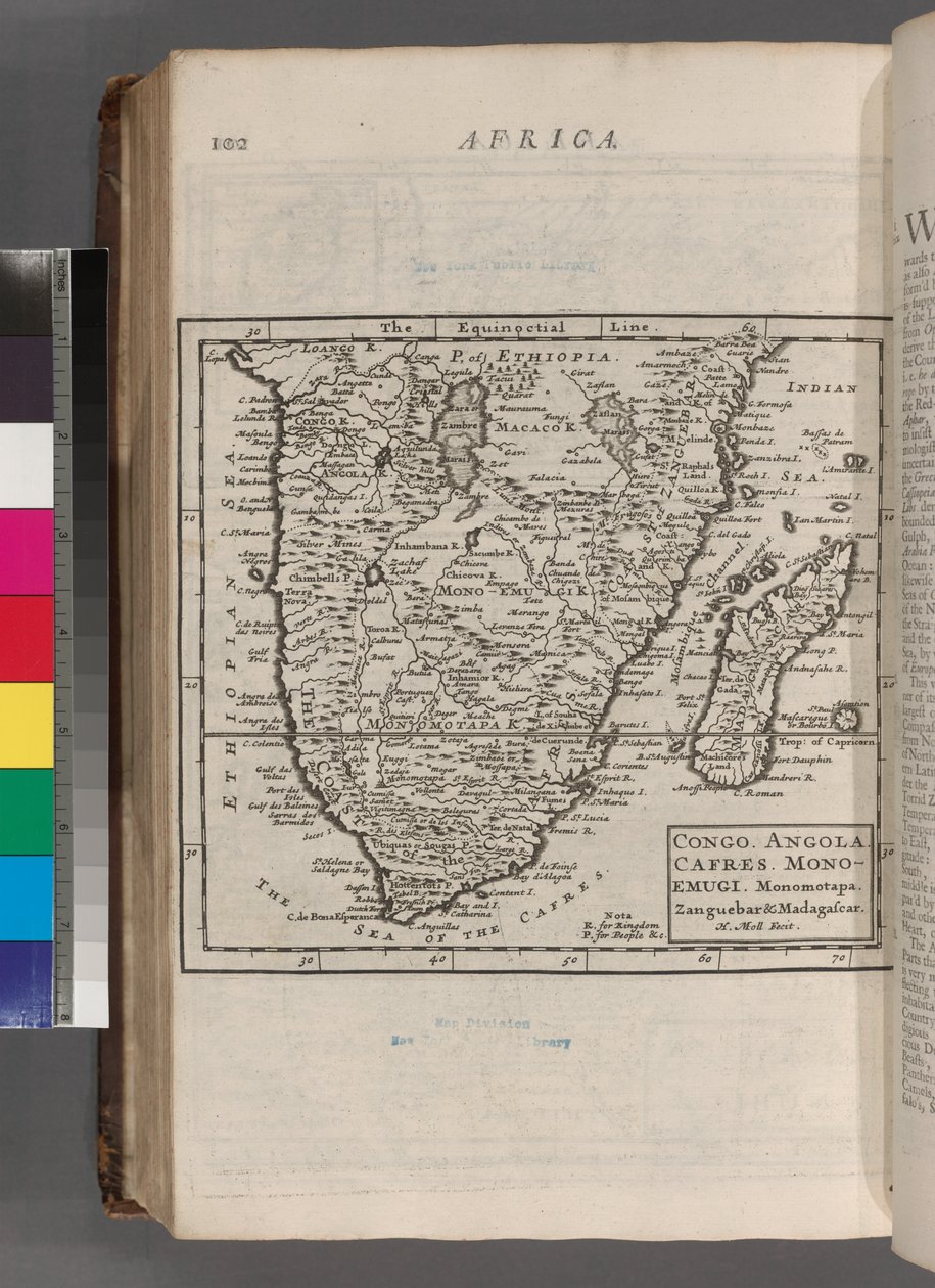 Kongó. Angola. Cafres. Monoemugi. Monomotapa. Zanguebar és Madagaszkár, 1701 alkotó: Hermann Moll