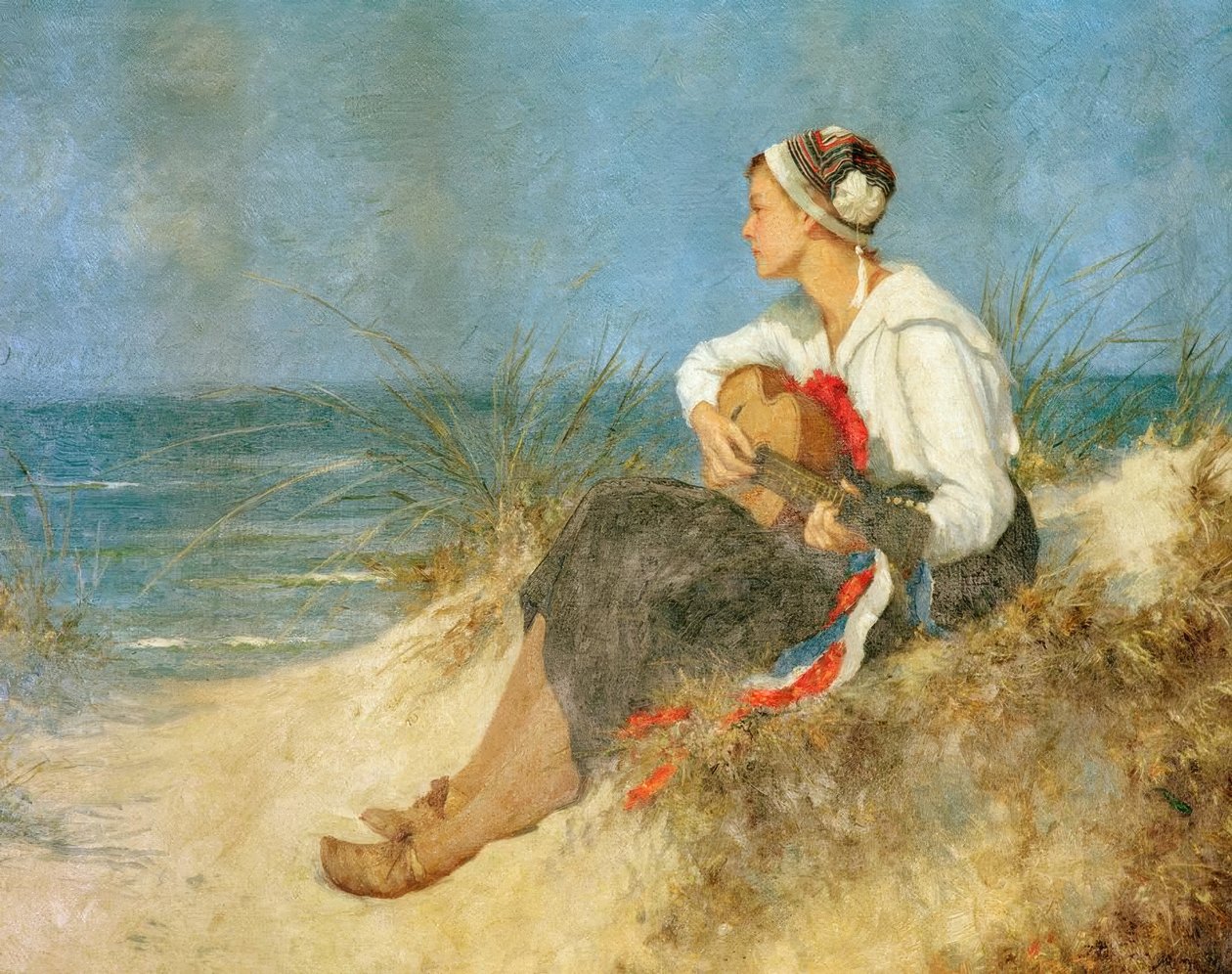 Szemlélődő óra a tengerparton alkotó: Hermann Seeger