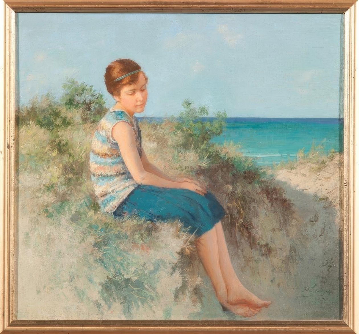 Lány a dűnékben az északi-tengeri strandon, Syltben alkotó: Hermann Seeger