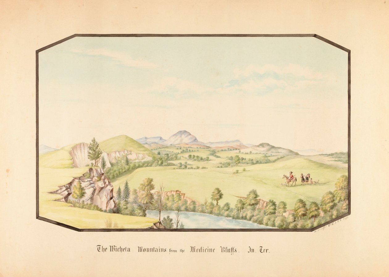 A Wichita-hegység Medicine Bluffból, Indián Terület alkotó: Hermann Stieffel
