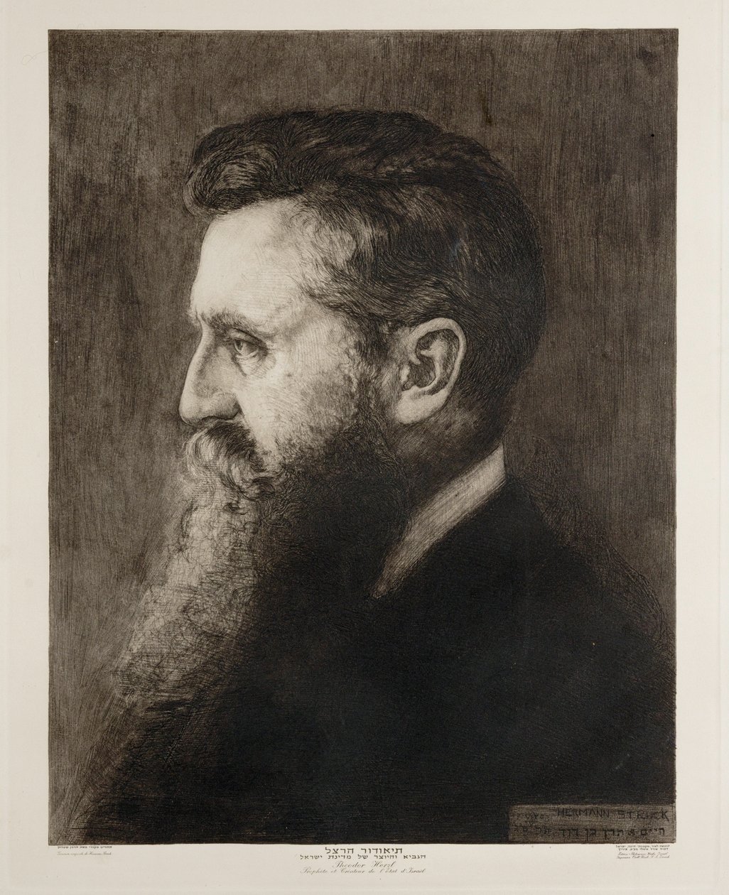 Theodor Herzl, Izrael állam alapító atyja ... (metszet) alkotó: Hermann Struck