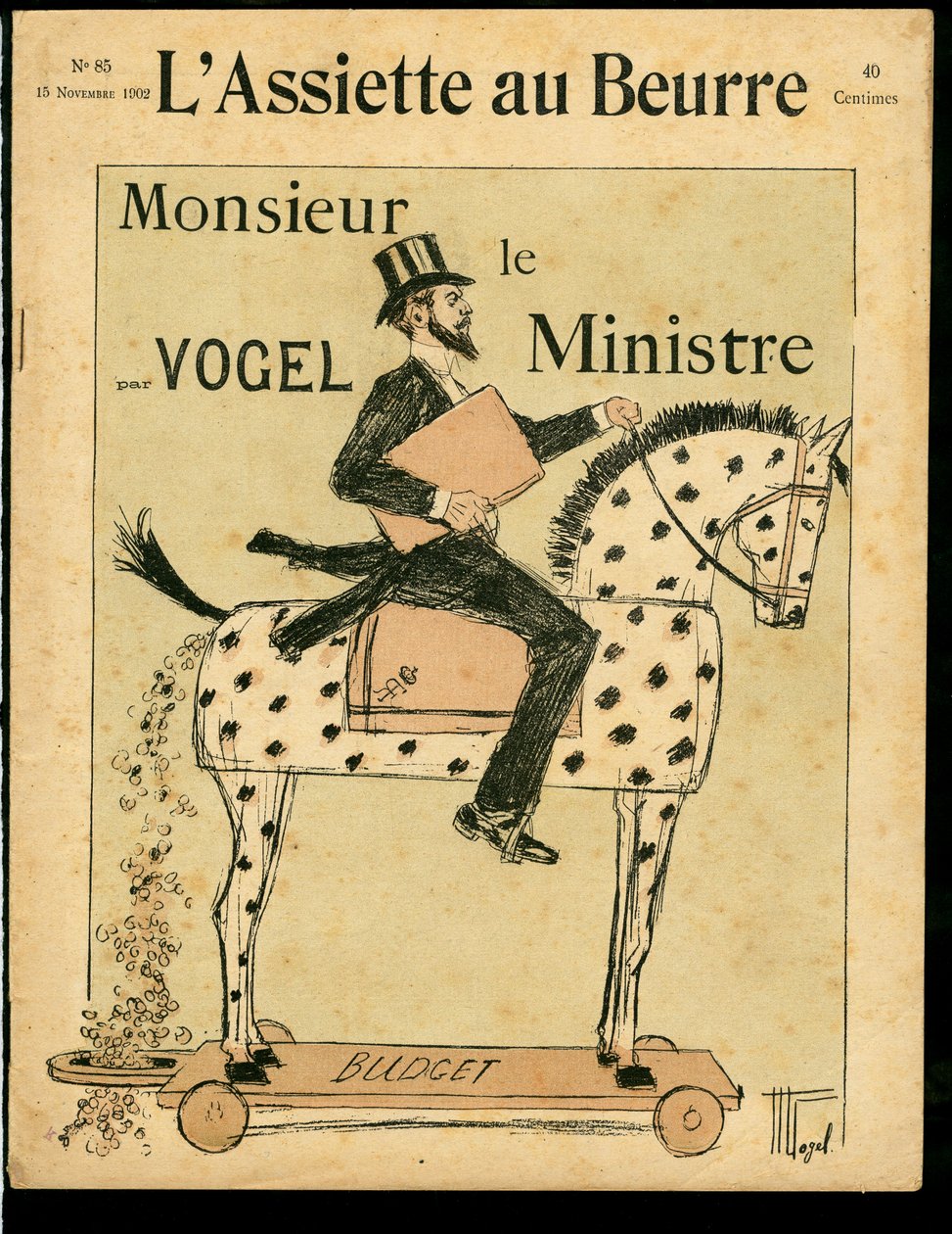 A „” L’Plate au beurre” borítója, 85. szám, Szatirikus színekben alkotó: Hermann Vogel