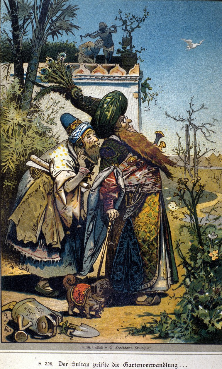 Vogel illusztrációja a Grimm testvérek Jacob (1785-1863) és Wilhelm (1786-1859) meséjéhez: „Az öreg szultán” alkotó: Hermann Vogel