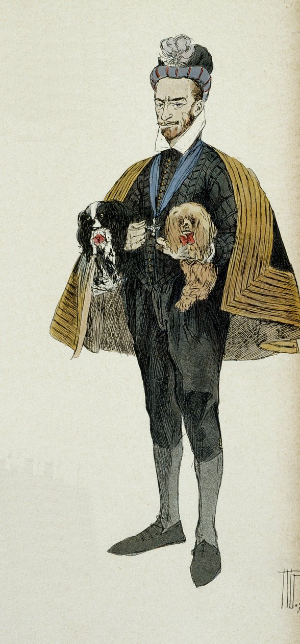 Henrik (1551-1589), francia király (1574-1589) és lengyel király (1574) portréja. Illusztráció 1907, Hermann Vogel (1856-1918). Particuliere gyűjtemény. alkotó: Hermann Vogel