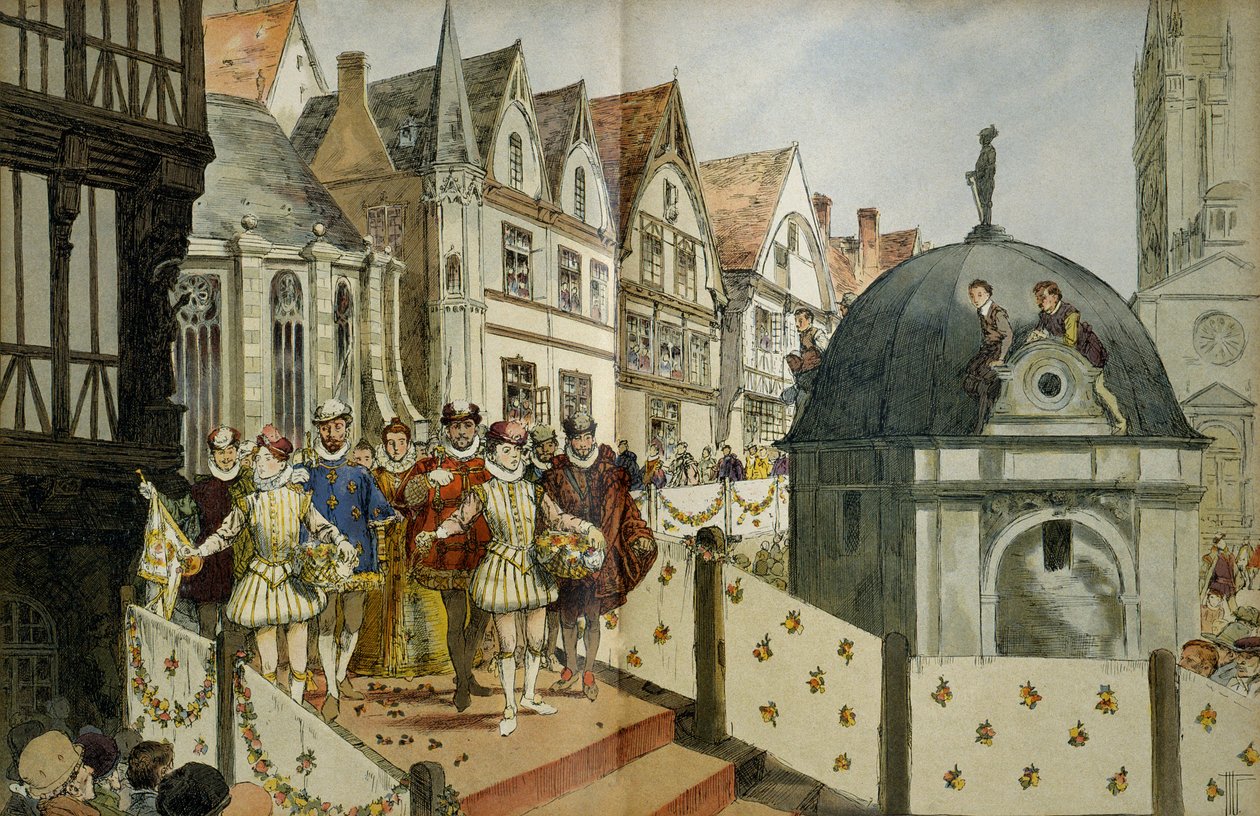 Királyi kortézs Párizs utcáin a házasságkötés alkalmából, augusztus 18-án alkotó: Hermann Vogel