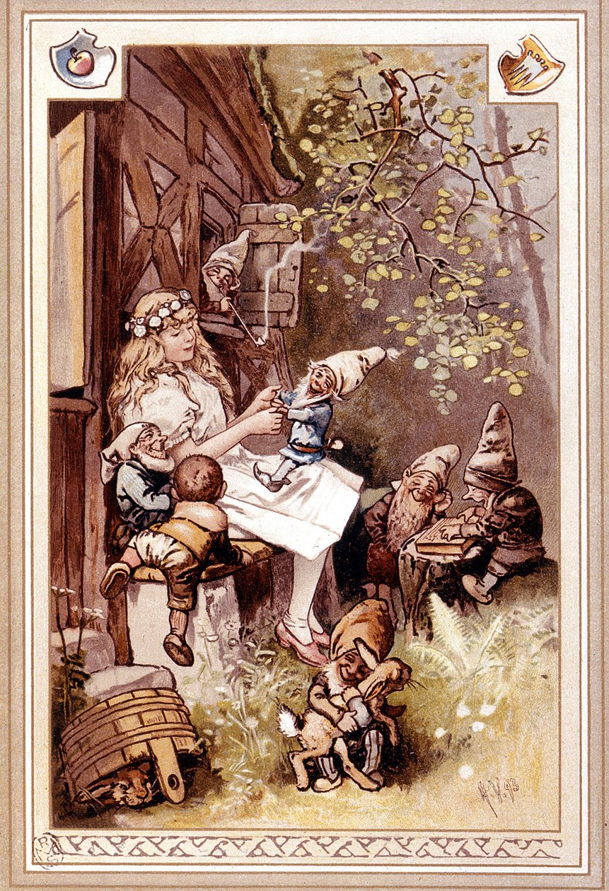 Hófehérke és a törpe hetes. Illusztráció: Hermann Vogel alkotó: Hermann Vogel