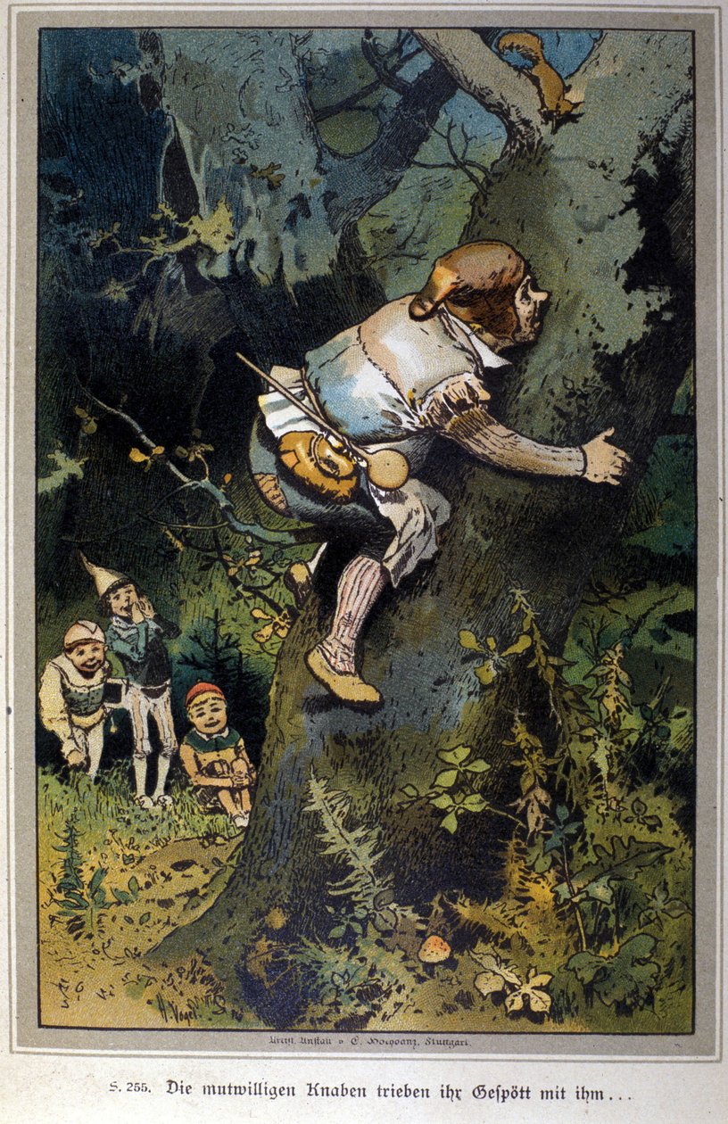 A merész fiú volt a nevetség tárgya. Mese Jacob Grimm (1785-1863) és Wilhelm Grimm (1786-1859) testvérekről. Vogel illusztrációja. alkotó: Hermann Vogel