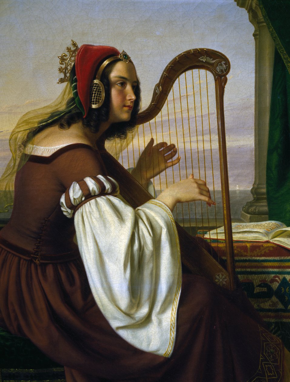 Hárfazene, Hermann Von Hanstein (1809-1878), olaj, vászon. Németország alkotó: Hermann Von Hanstein