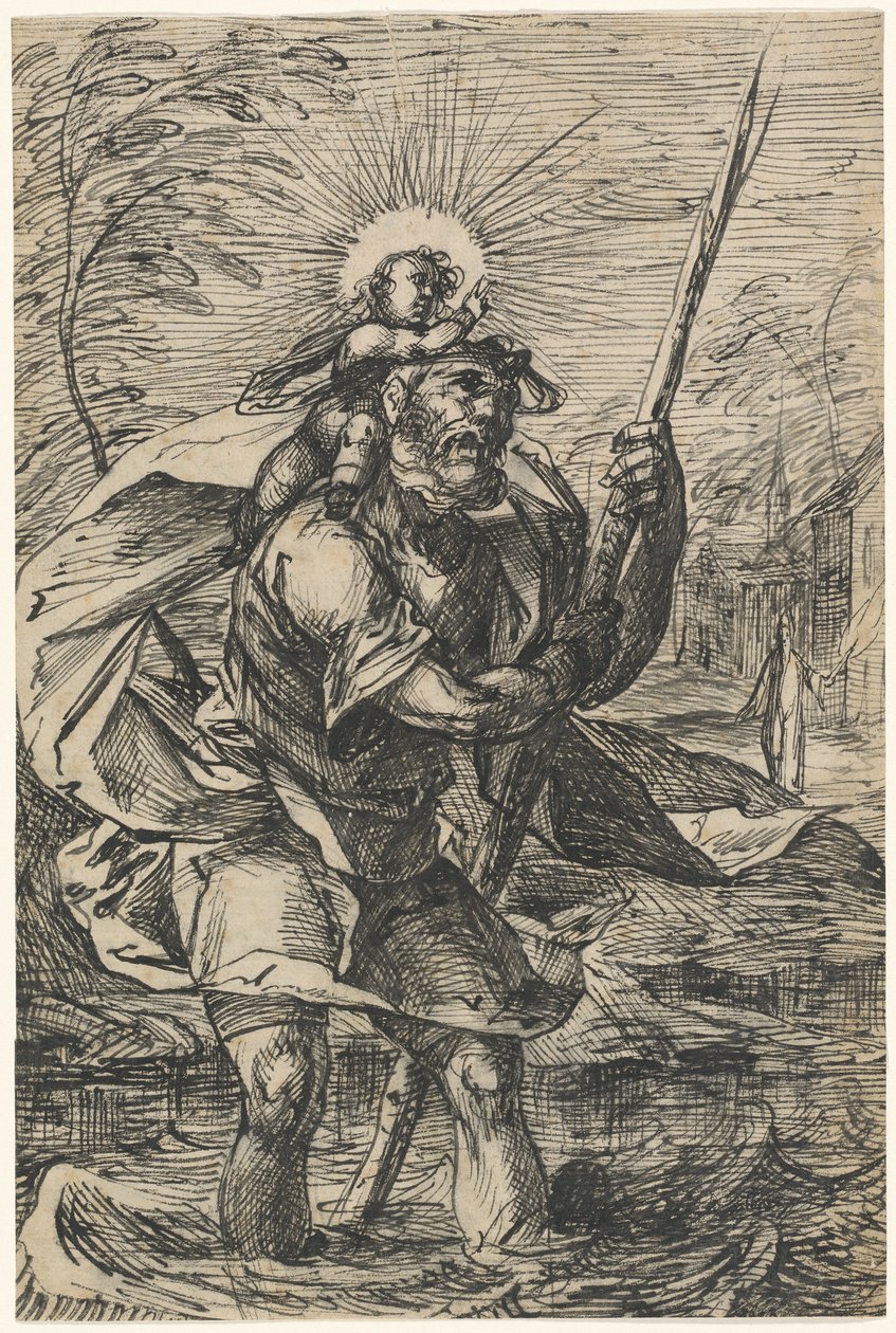 Szent Kristóf (recto) alkotó: Hermann Weyer