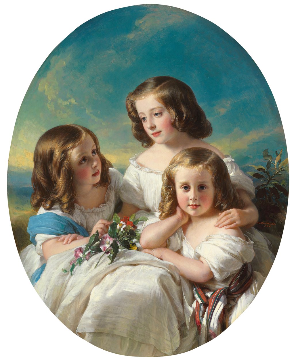 Három fiatal lány a Chateaubourg családból, 1850 alkotó: Hermann Winterhalter
