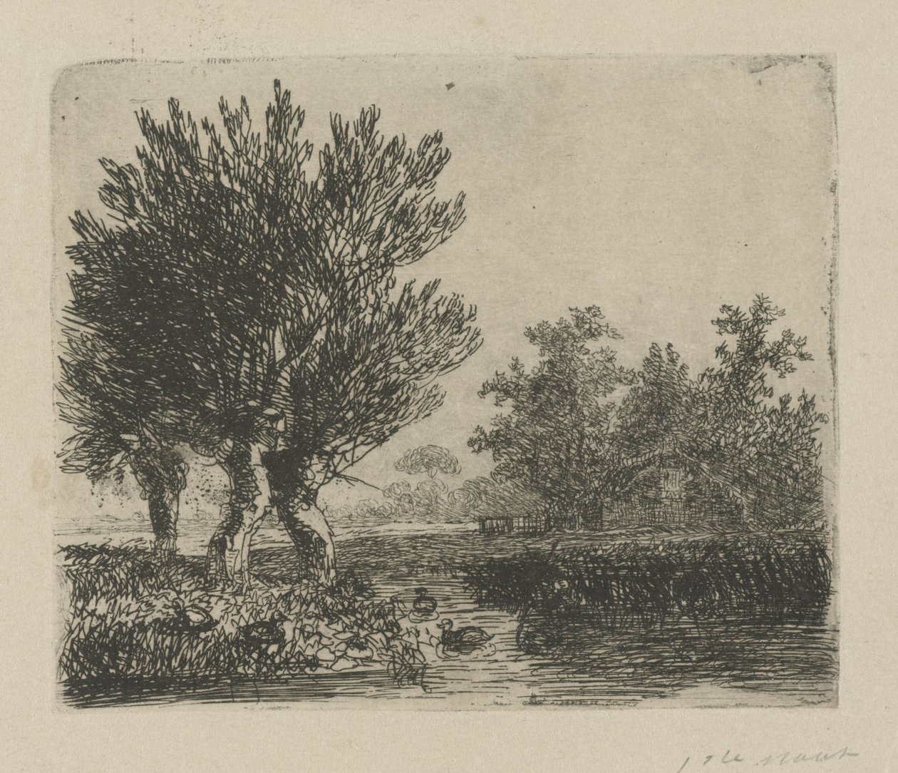 Három szárnyas fűz a vízparton alkotó: Hermanus Jan Hendrik van Rijkelijkhuysen