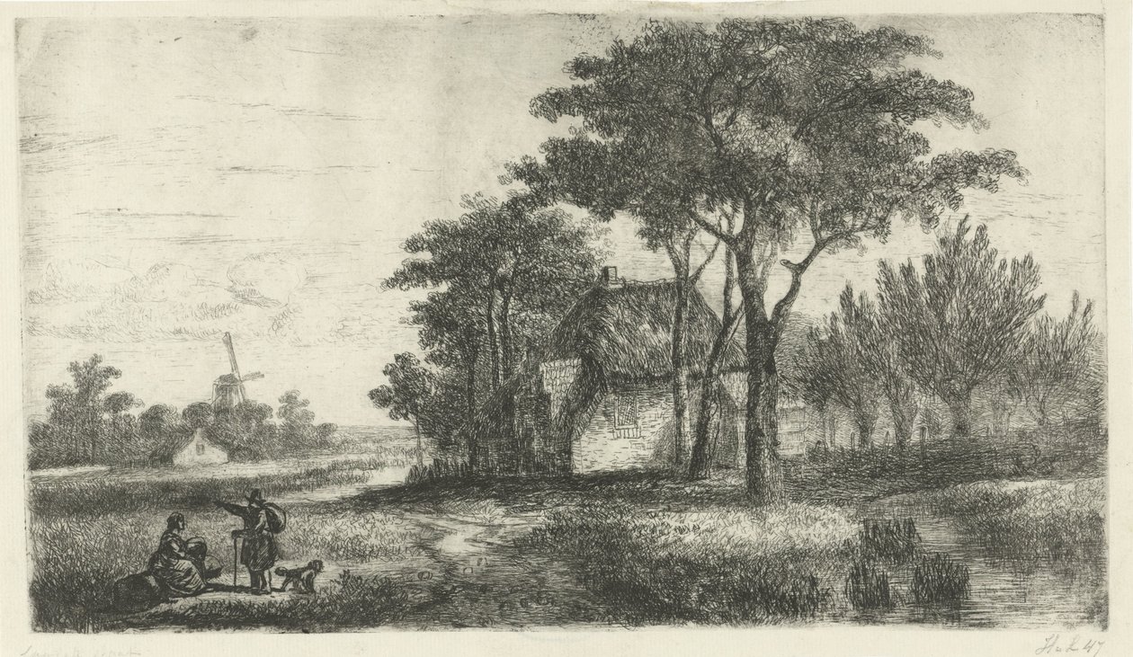 Táj egy túrázóval alkotó: Hermanus Jan Hendrik van Rijkelijkhuysen