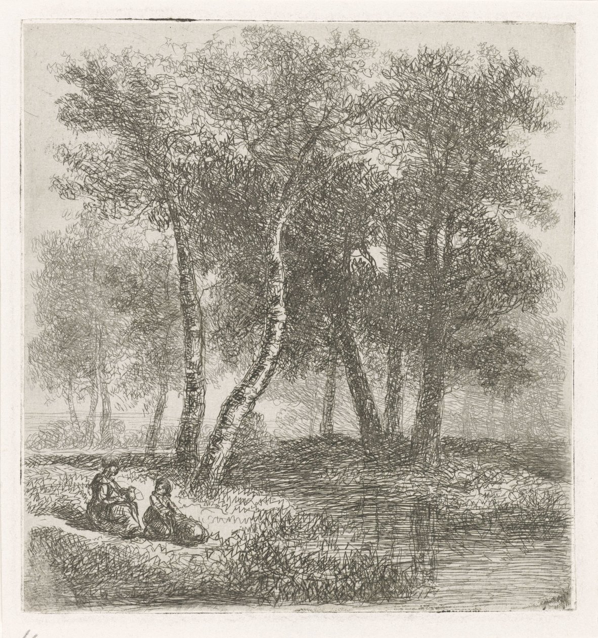 Anya és gyermeke a vízparton alkotó: Hermanus Jan Hendrik van Rijkelijkhuysen