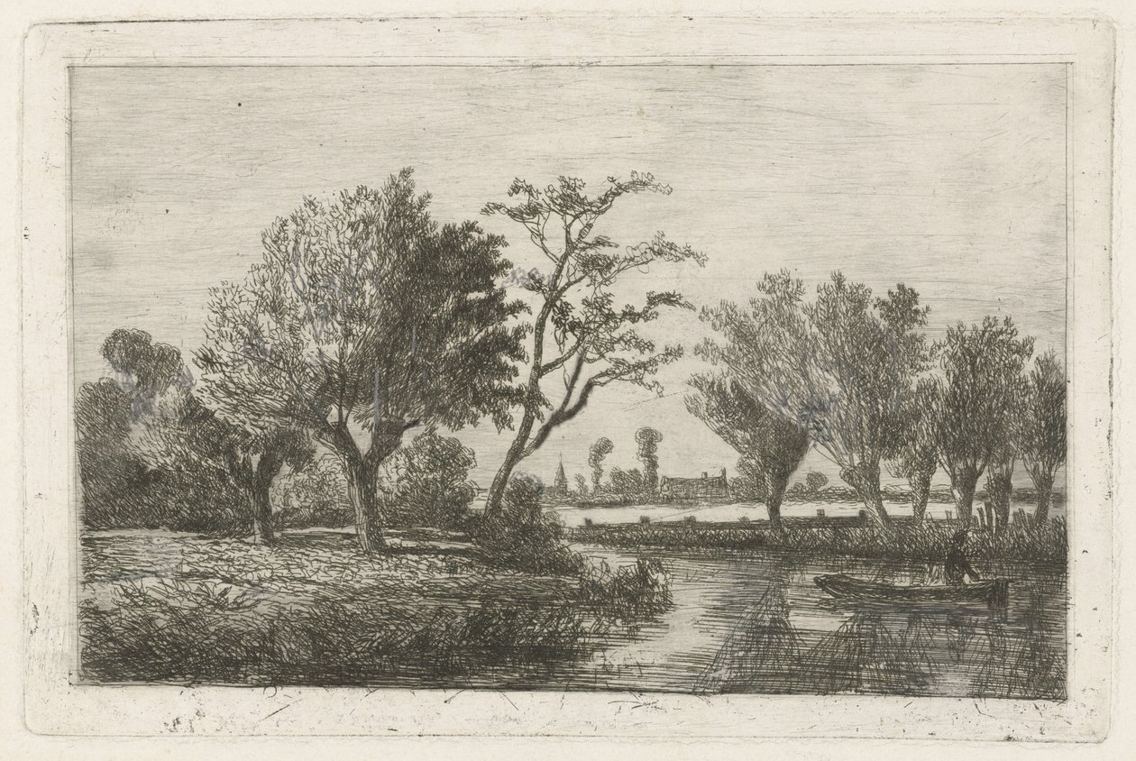 Folyó egy horgász egy csónakban alkotó: Hermanus Jan Hendrik van Rijkelijkhuysen