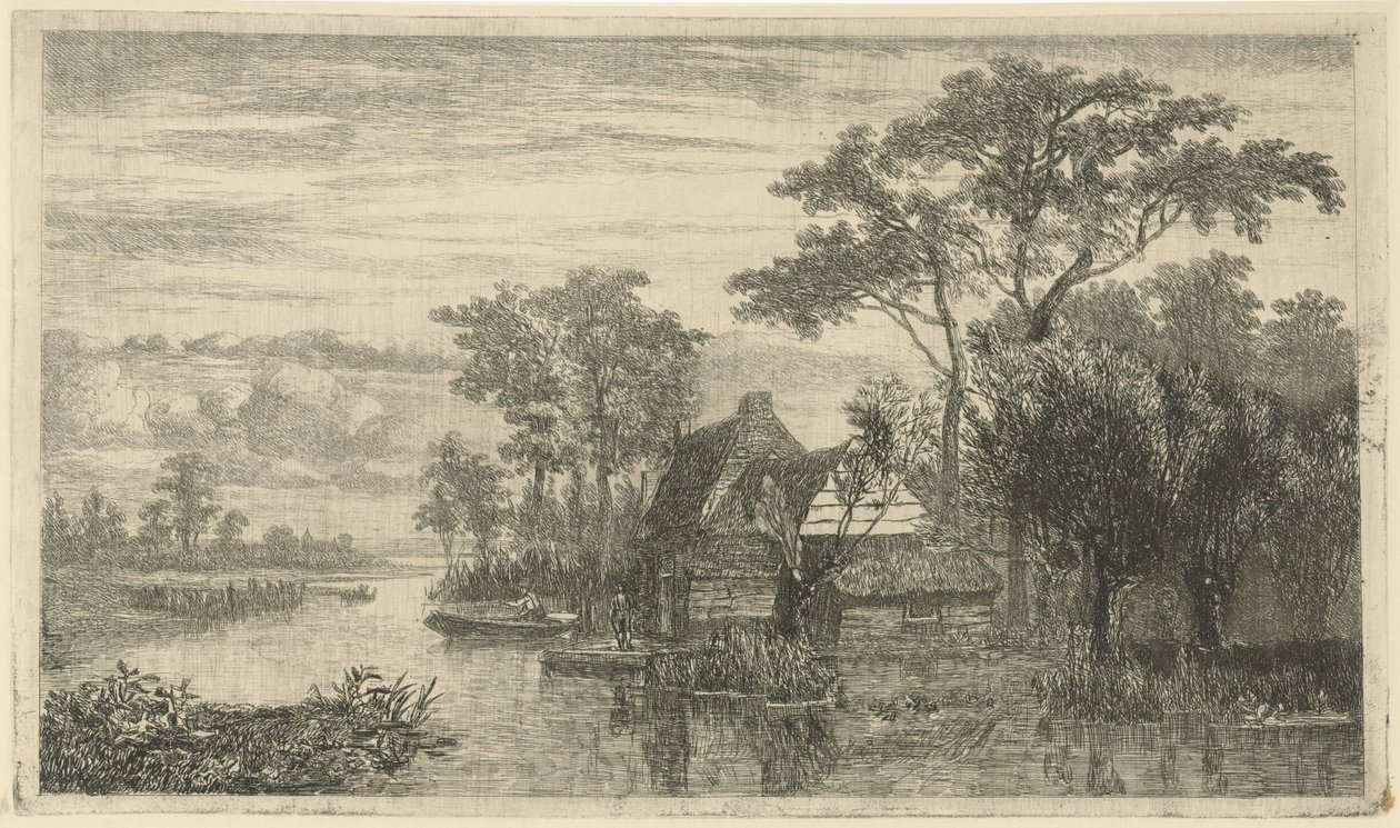 Kilátás a folyóra horgászokkal alkotó: Hermanus Jan Hendrik van Rijkelijkhuysen