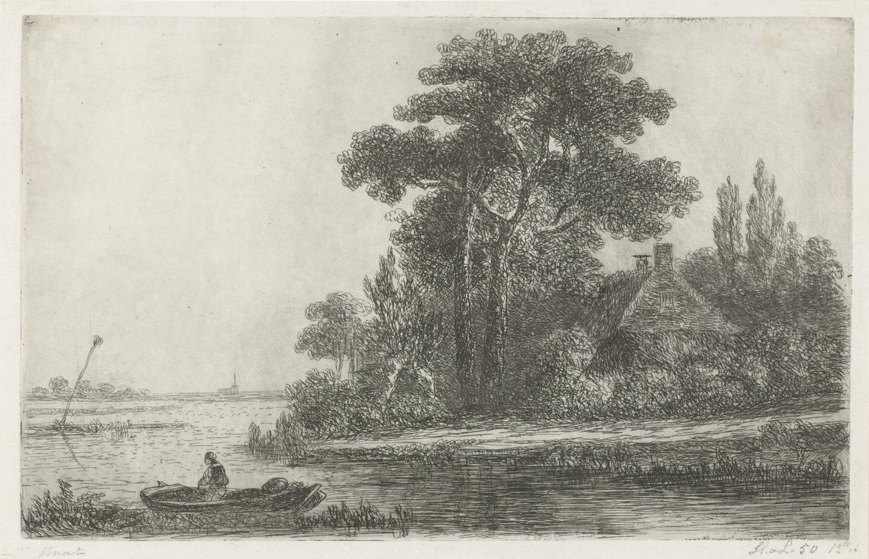 Folyói táj jeladóval alkotó: Hermanus Jan Hendrik van Rijkelijkhuysen