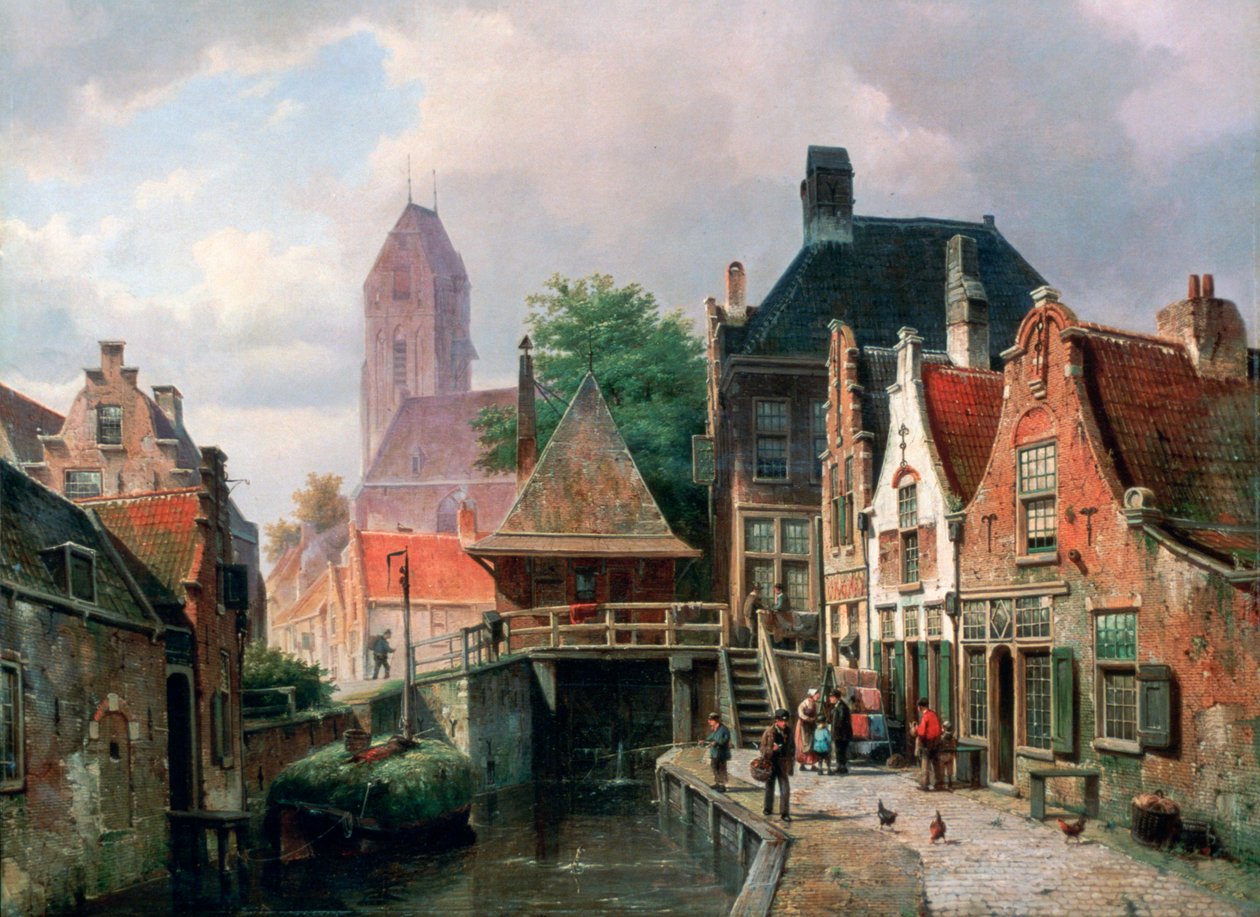 Kilátás az Oudewaterre, c1867 alkotó: Hermanus Koekkoek