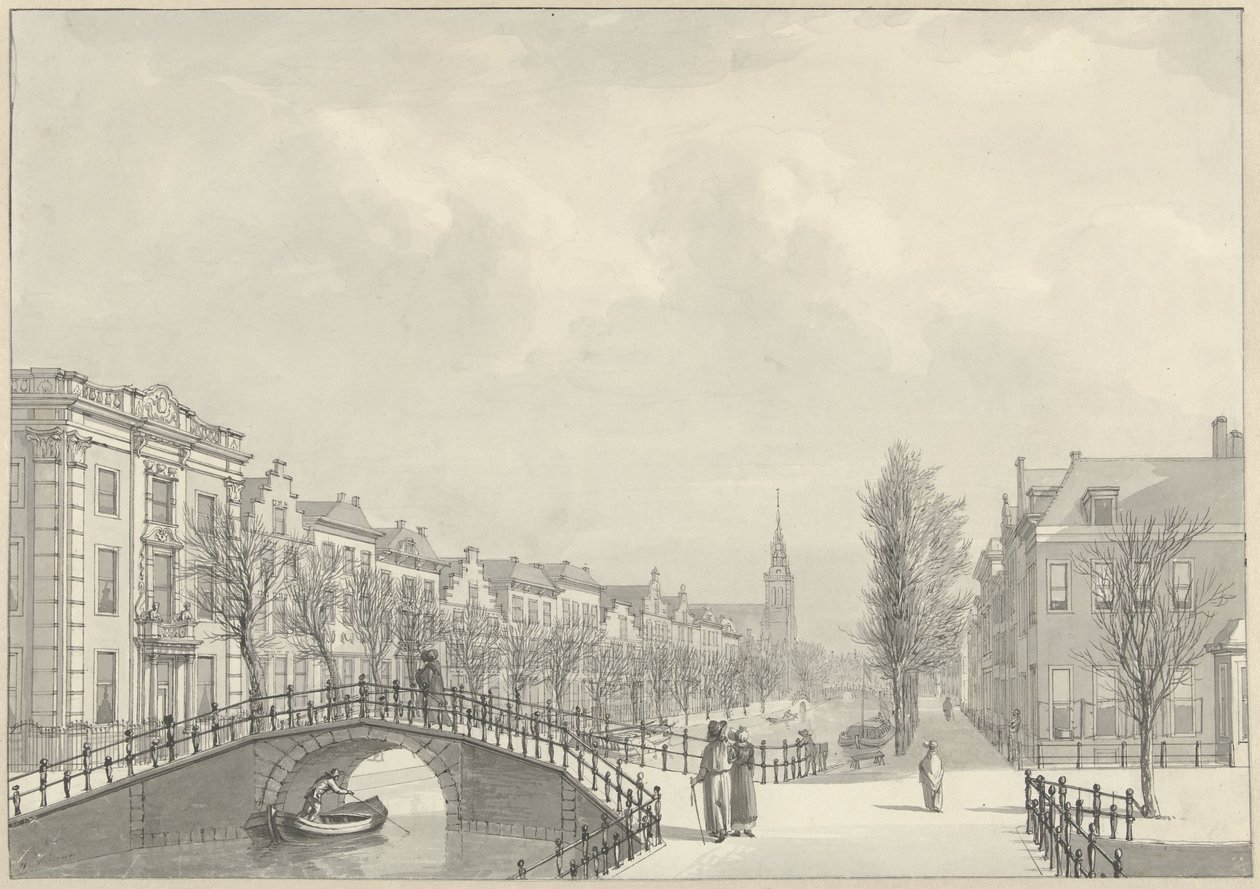 Kilátás a leideni Rapenburgra a Nieuwsteegbrugból, 1807 alkotó: Hermanus Numan (signed by artist)