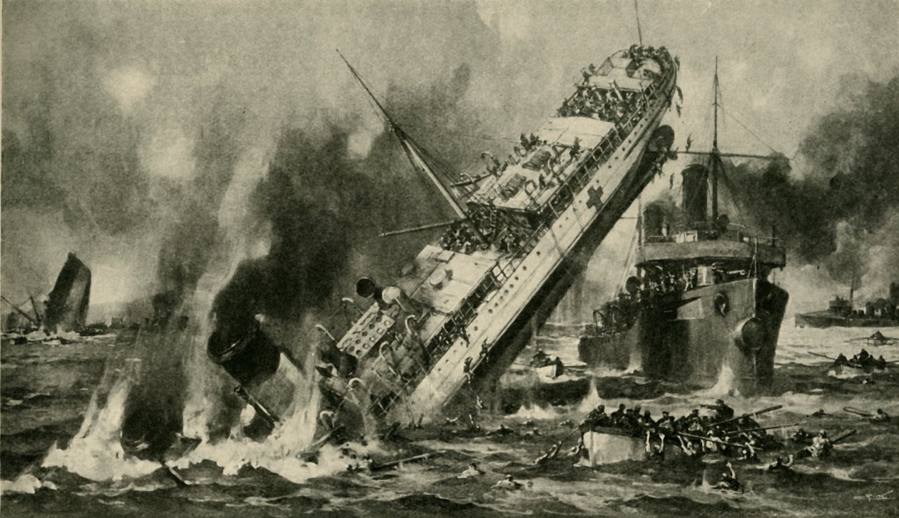 Az Anglia elsüllyedése, első világháború, 1915. november 17., 1920 c. alkotó: Hermanus Willem Koekkoek