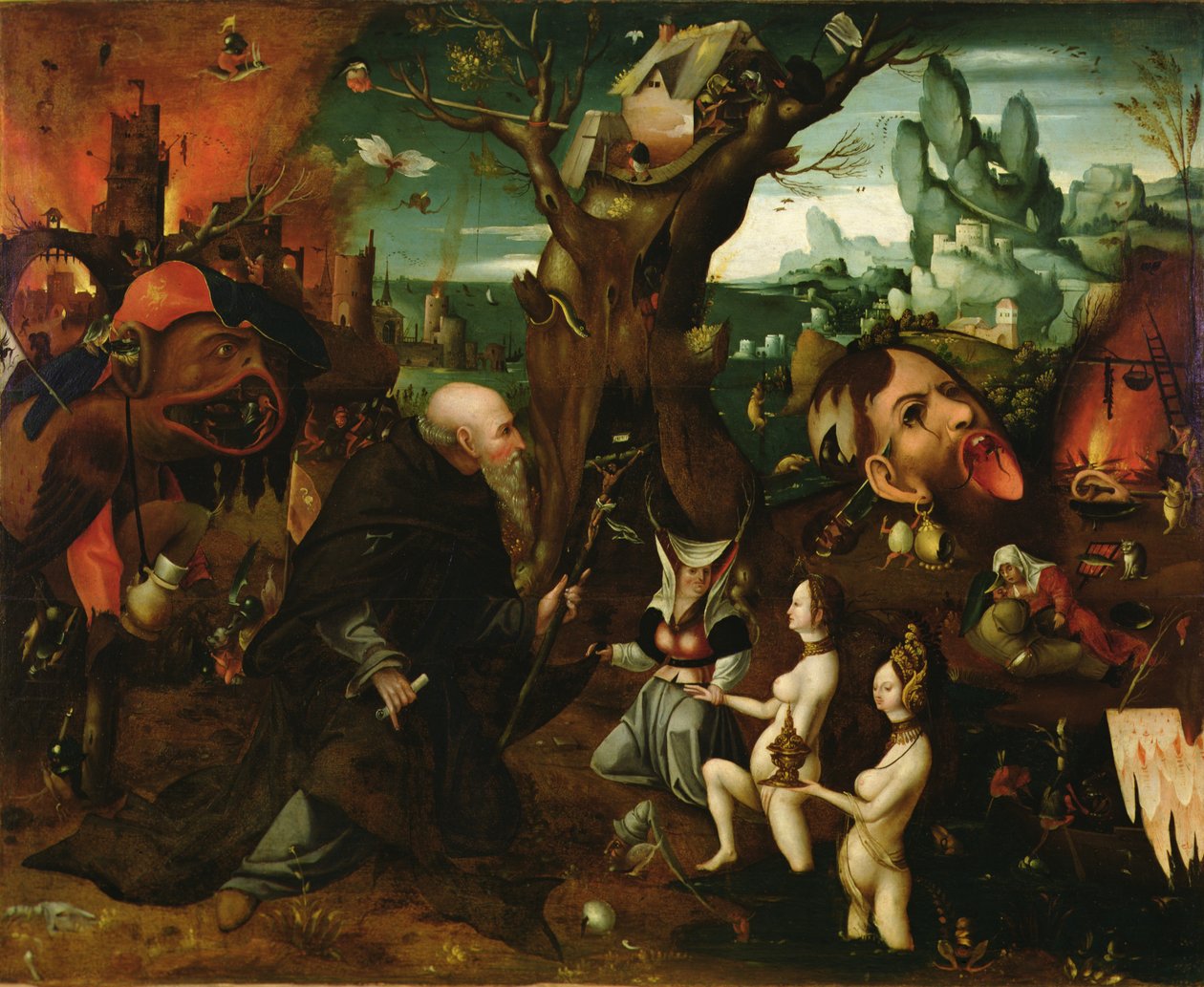 Szent Antal megkísértése (olaj, tábla) alkotó: Herri met de (c.1510 p.1550) Bles