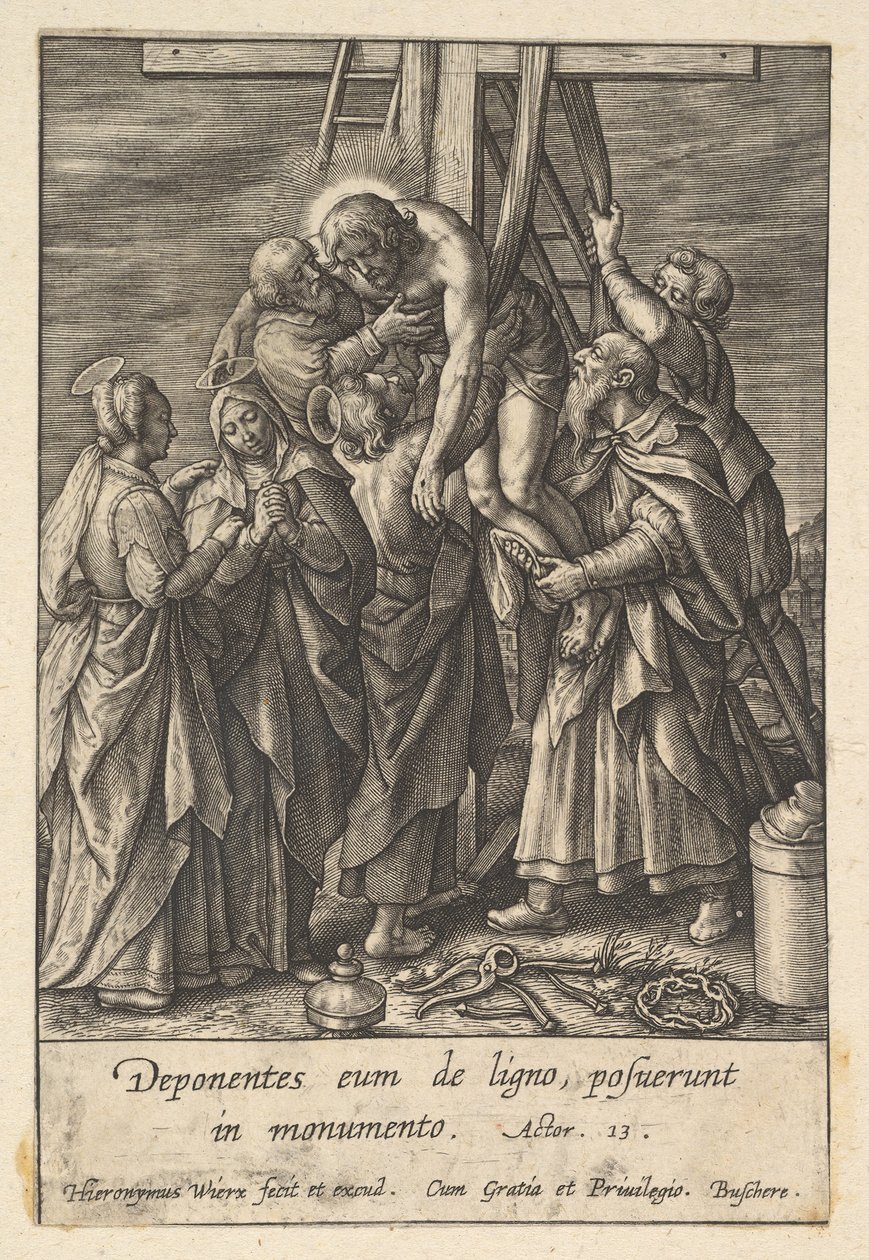 Leszállás a keresztről, 1619 előtt. alkotó: Hieronymous Wierix
