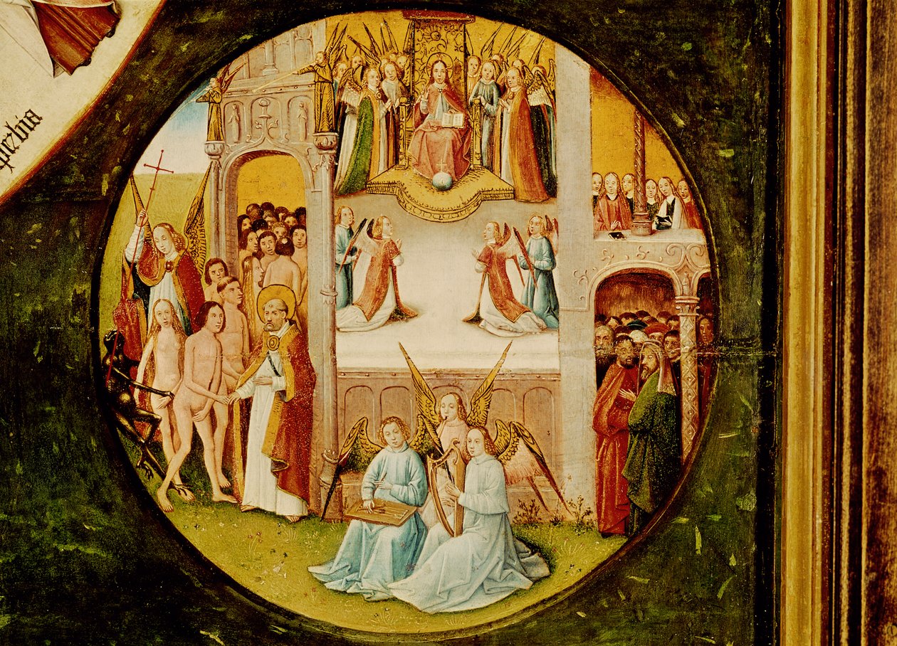Paradicsom, részlet a hét halálos bűn és a négy utolsó dolog táblázatából, 1480 körül alkotó: Hieronymus Bosch