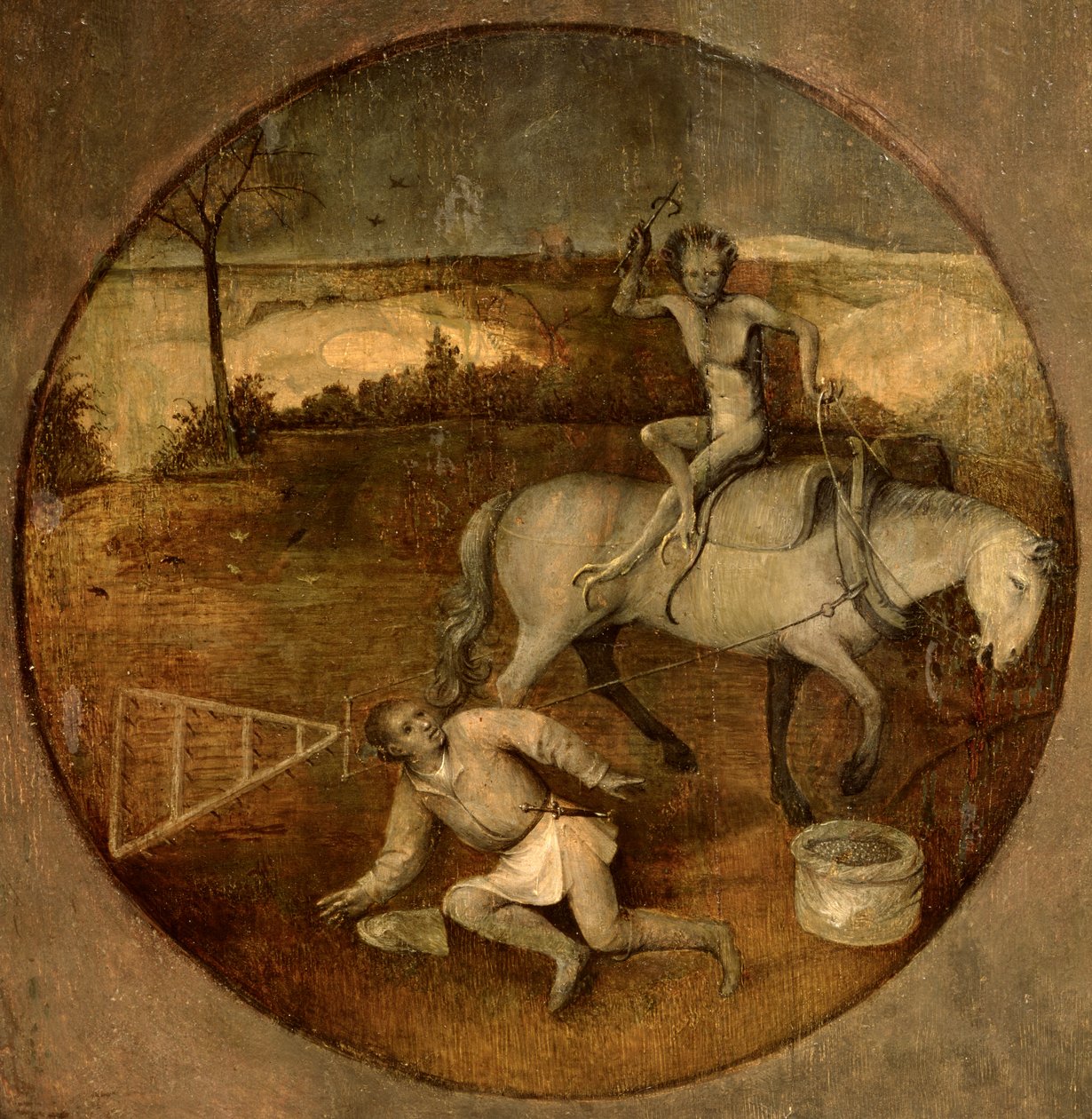 Szántóember, akit egy démon ültet le alkotó: Hieronymus Bosch