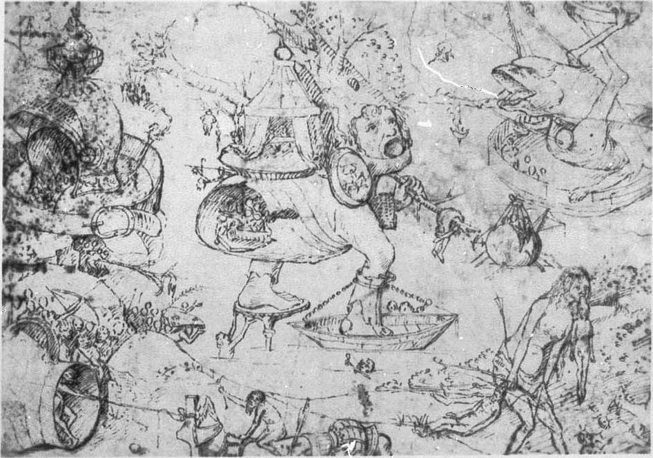 Jelenet a pokolból a földi gyönyör kertjének parafrázisával alkotó: Hieronymus Bosch
