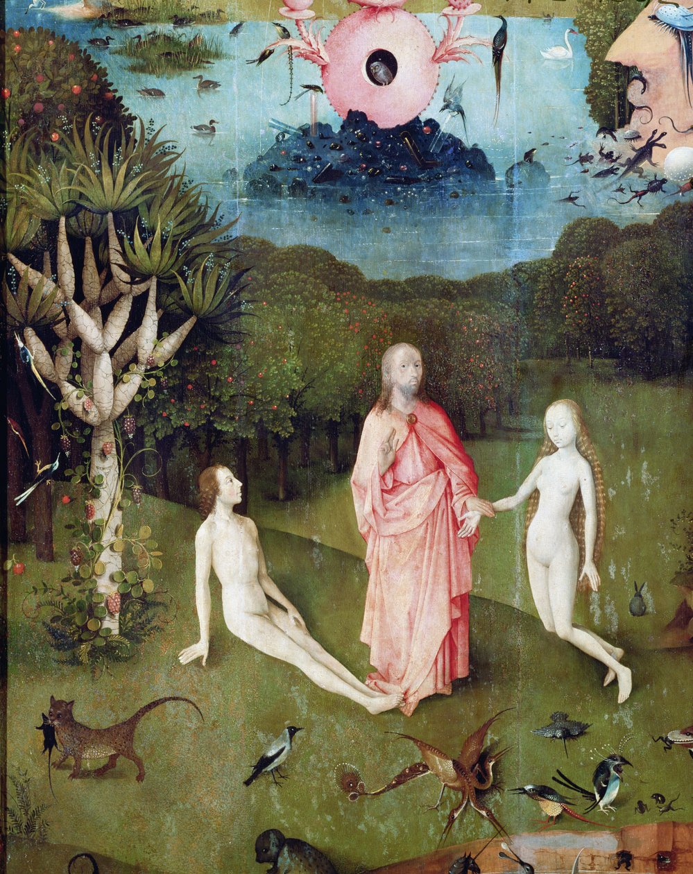 Földi örömök kertje: Édenkert, triptichon bal szárnya, 1500 körül (37912 részlet) alkotó: Hieronymus Bosch