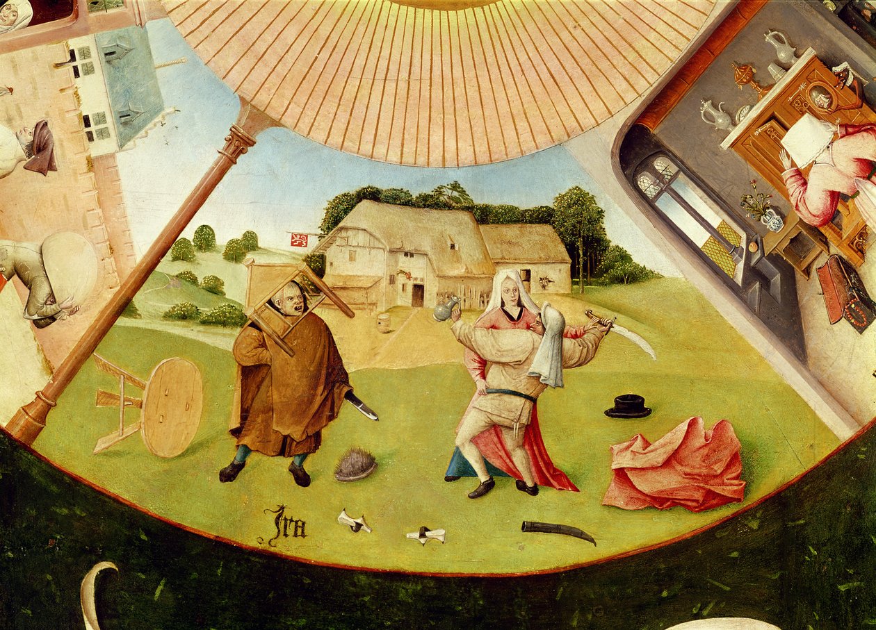 Wrath, részlet a hét halálos bűn és a négy utolsó dolog táblázatából, 1480 körül alkotó: Hieronymus Bosch