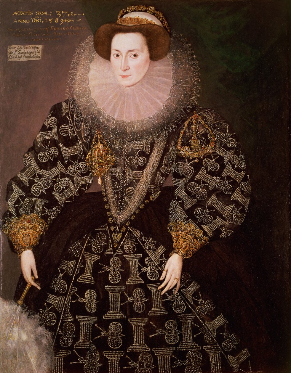 Frances Clinton, Lady Chandos (1552-1623), 1589 (olaj, vászon, táblaképről átvéve) alkotó: Hieronymus Custodis