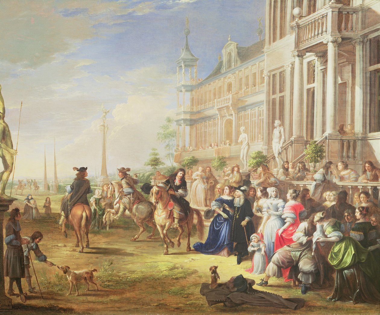 Elegáns társaság a palota előtt, 1668 alkotó: Hieronymus Janssens