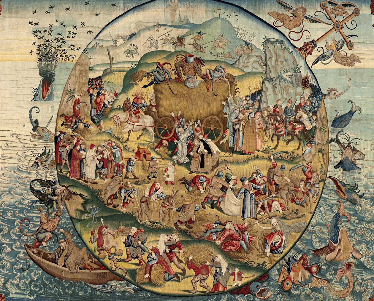 Hieronymus Bosch munkái által ihletett kárpit, 1560 körül (arany, ezüst, selyem és gyapjú) alkotó: Hieronymus (after) Bosch