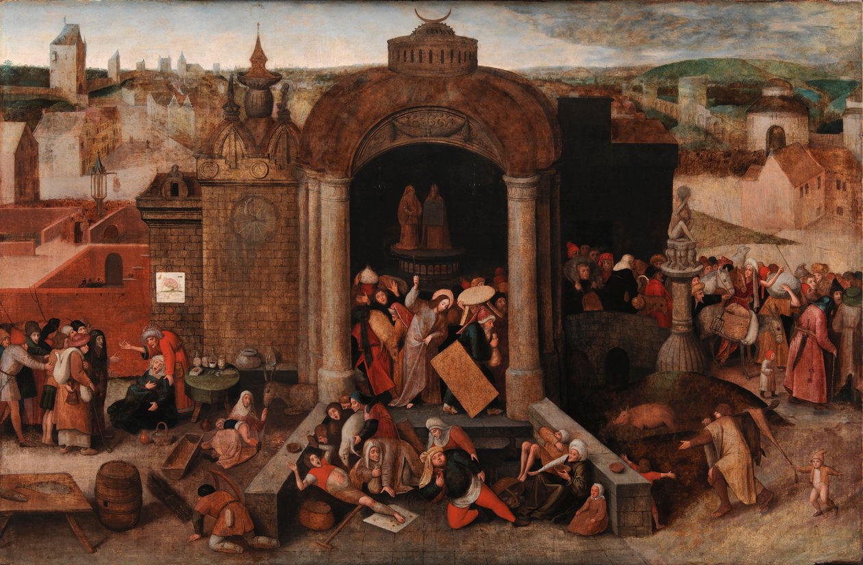 Krisztus kiűzi a kereskedőket a templomból, 1570-1575 körül (olaj, panel) alkotó: Hieronymus (follower of) Bosch