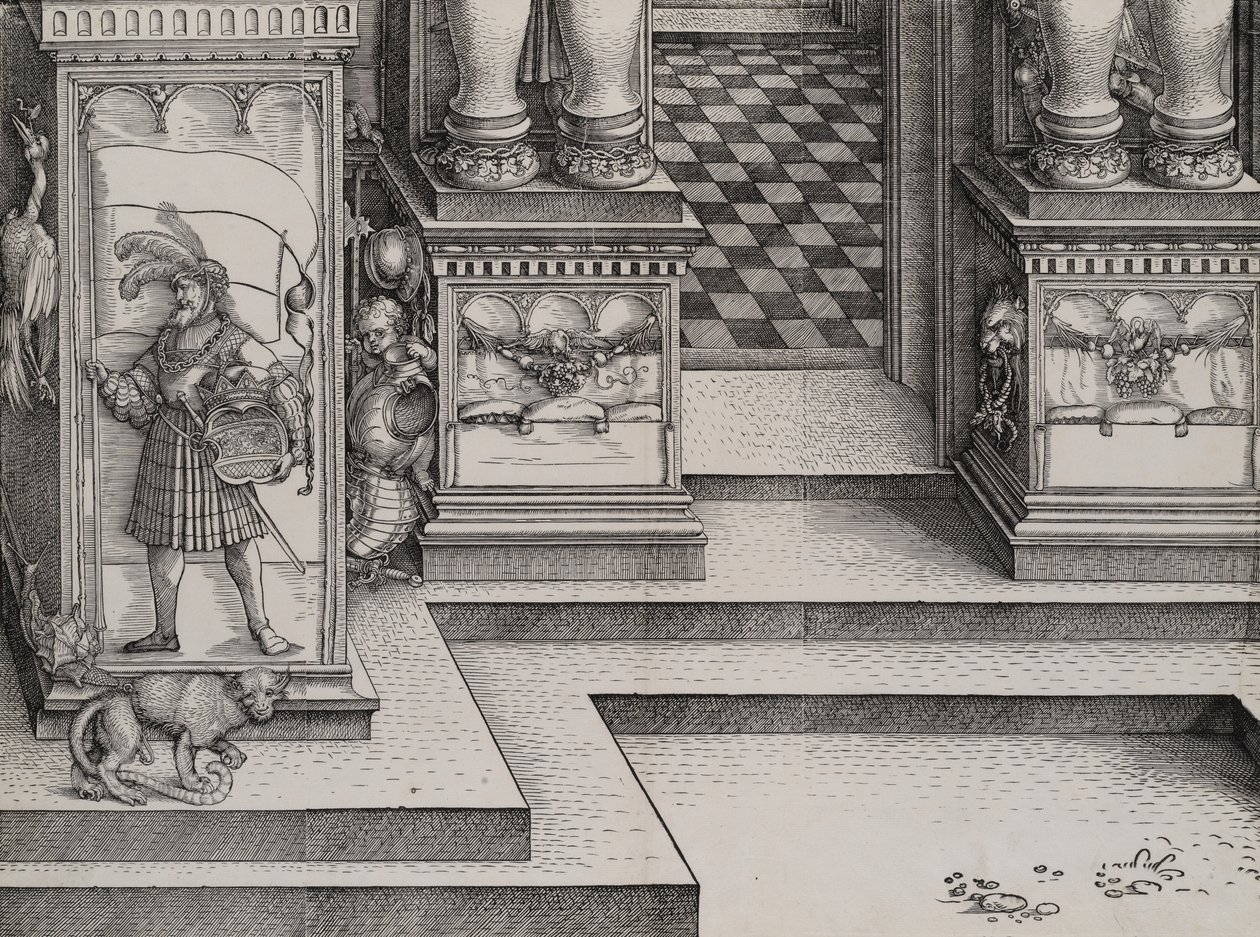 A Die Porten des Adels jobb oldali portálhoz vezető bejárat alsó része és a Külső Ri..., 1515. alkotó: Hieronymus Andreae