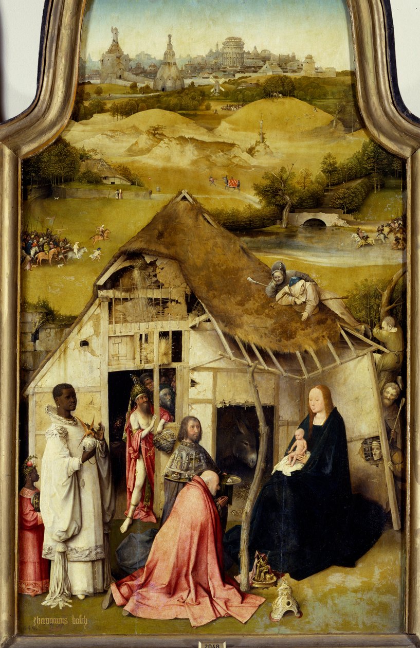 A triptichonmágusok imádása. A központi panel részlete. Hieronymus Van Aken (Aken) festménye Jerome Boschnál (1450-1516). 1510-1511. Madrid. Prado Múzeum. alkotó: Hieronymus Bosch