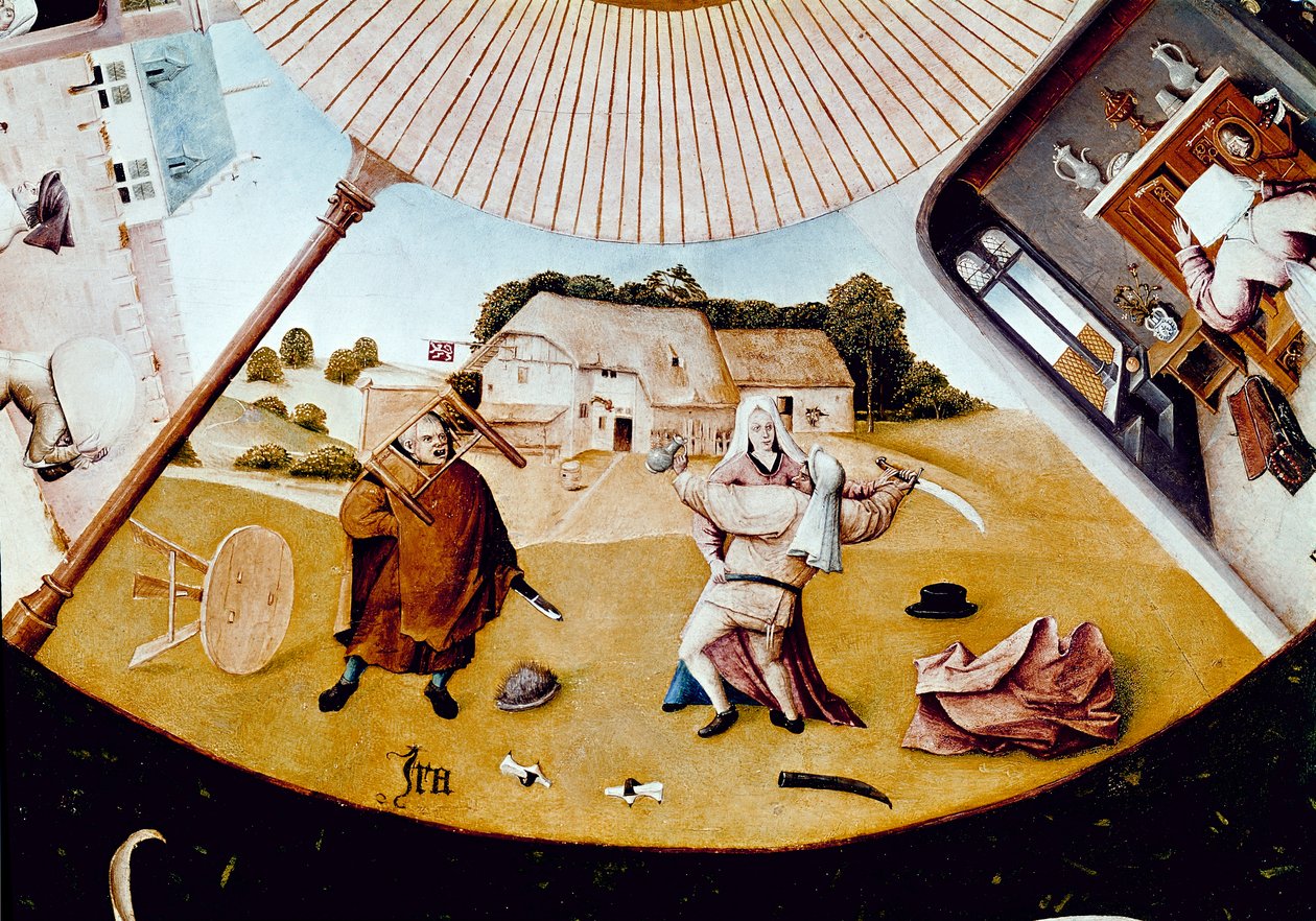 Harag. A hét halálos bűn és a négy utolsó dolog részlete (olaj a panelen alkotó: Hieronymus Bosch