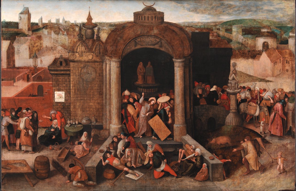 Krisztus kiűzi a kereskedőket a templomból alkotó: Hieronymus Bosch
