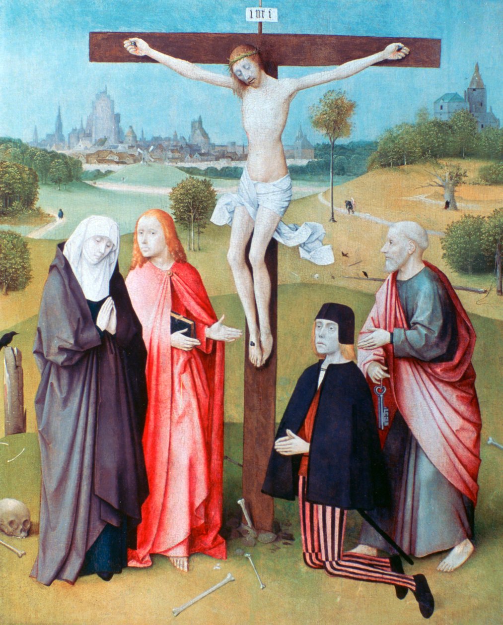 Krisztus a kereszten adományozókkal és szentekkel, 1480-1516 alkotó: Hieronymus Bosch