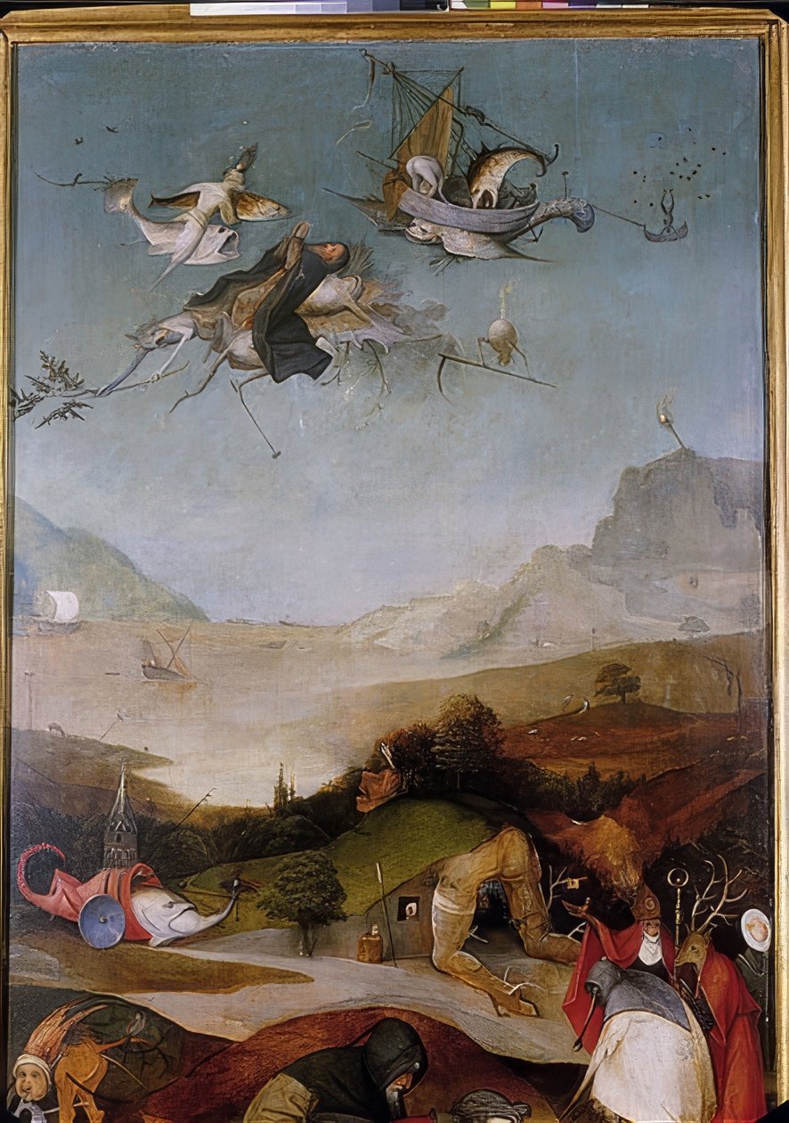 Szent Antal megkísértése (Triptycon, a bal szárny részlete) alkotó: Hieronymus Bosch
