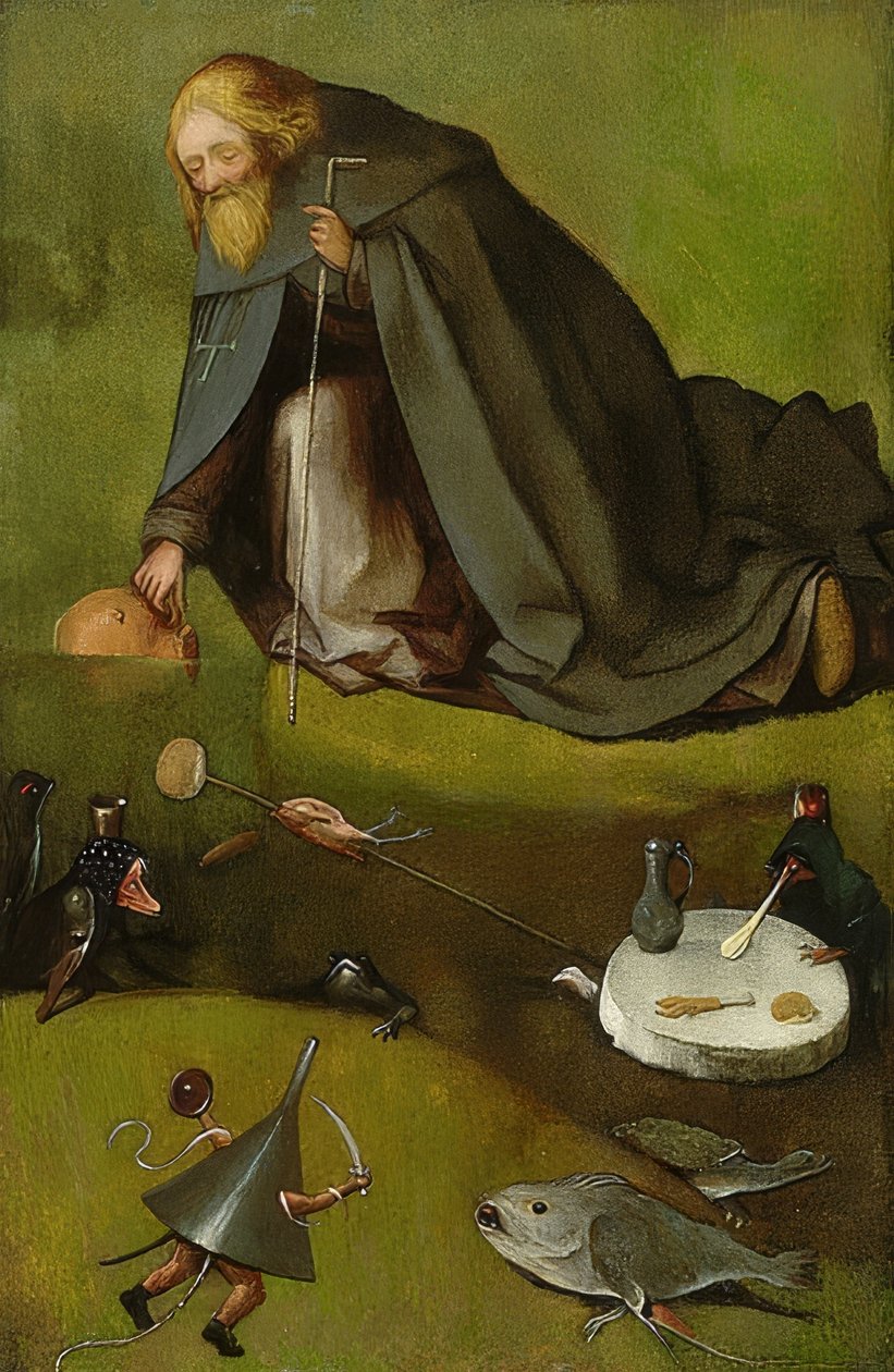 Szent Antal kísértése. 1500-10 körül alkotó: Hieronymus Bosch