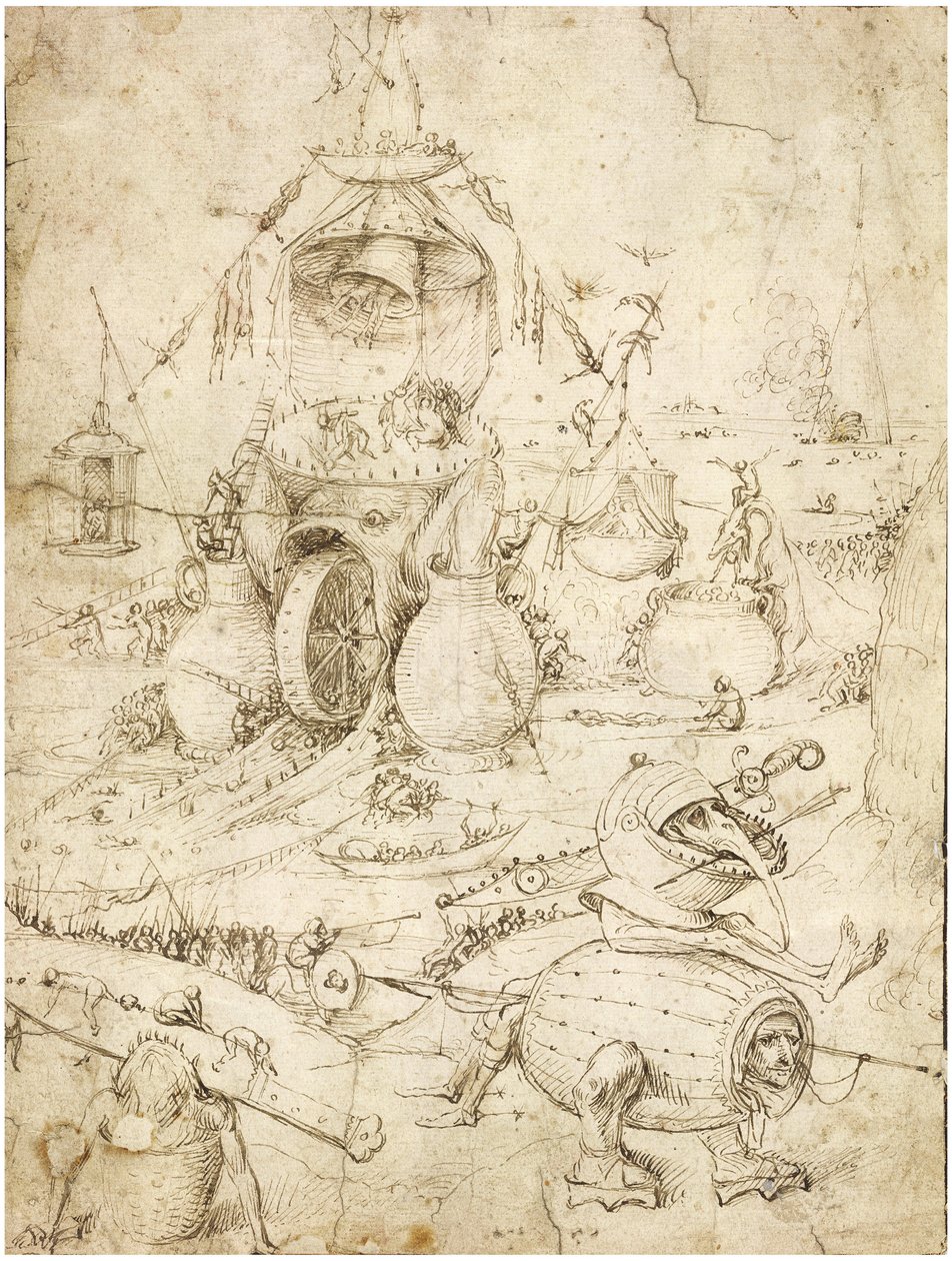 Pokoli táj par Bosch, Hieronymus (kb. 1450-1516). Toll, barna indiai tinta papíron, c. 1500, Magángyűjtemény alkotó: Hieronymus Bosch