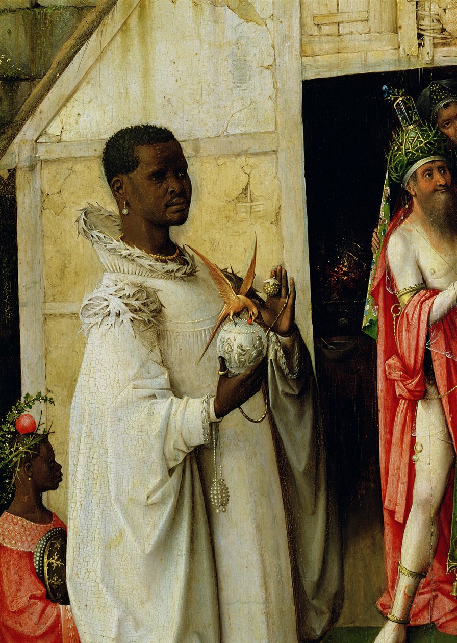 A mágusok imádása: Baltazár király részlete a triptichon központi táblájáról, 1510 alkotó: Hieronymus Bosch