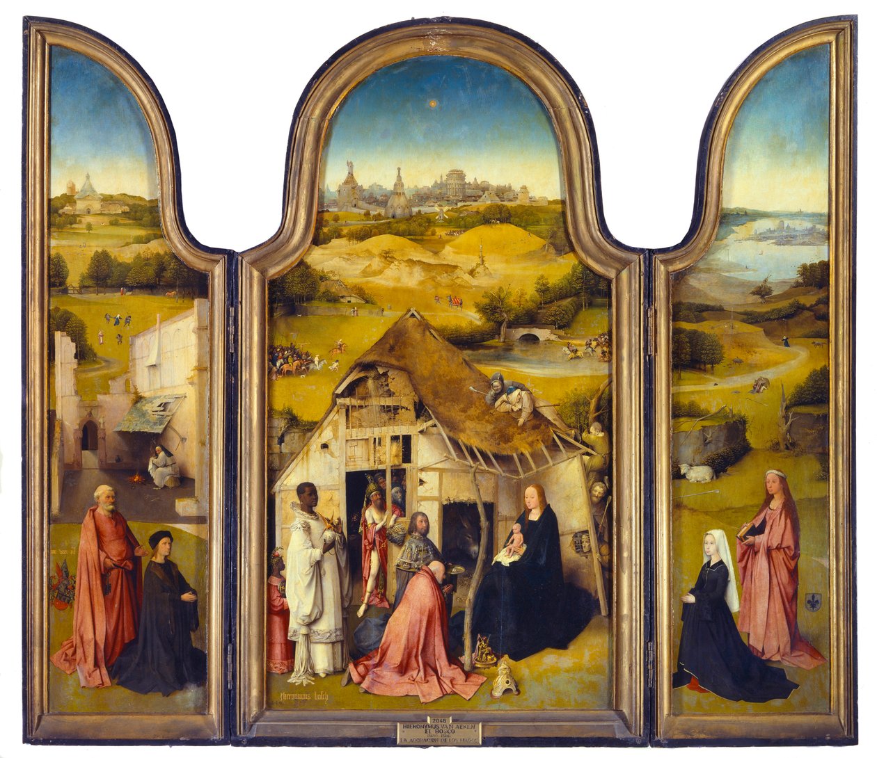 A Mágusok imádása vagy Vízkereszt, Triptichon. Hieronymus Van Aeken (Aken) festménye Jerome Boschnál (1450-1516). 1510-1511. Madrid. Musee du Prado. - Mágusok vagy Vízkereszt imádása - Triptichon. Jheronimus Van Aeken (Aken) festménye ún alkotó: Hieronymus Bosch